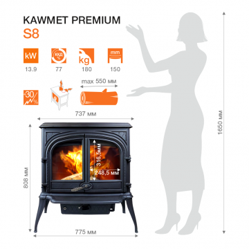 Фото6.Чавунна піч KAWMET Premium HELIOS (13,9 kW)